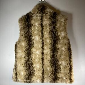 VTG Reversible Faux Fur Vest Mob Wife Medium SIZE Medium Zip Pockets Womens